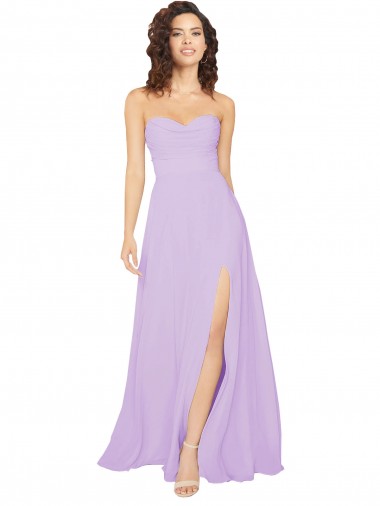 Vendedor de Amor Chiffon Sem Mangas Lombar Lilás Vestidos de Festa / Vestidos de Madrinha