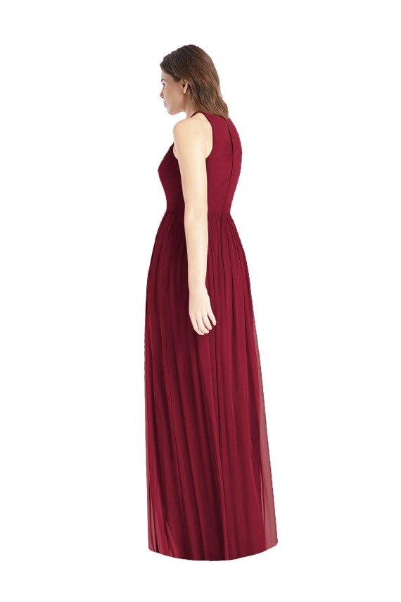 Vendedor de Cabeçada Chiffon Sem Mangas Lilás Vestidos de Madrinha / Vestidos Formais