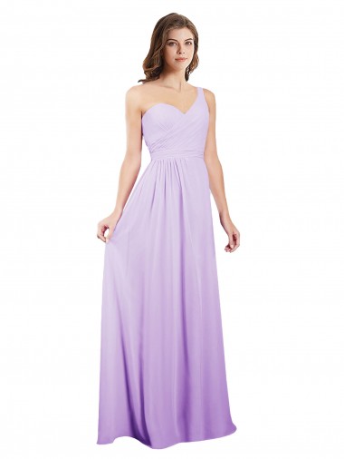 Vendedor de Um Ombro Chiffon Sem Mangas Lilás Vestidos de Festa / Vestidos de Madrinha