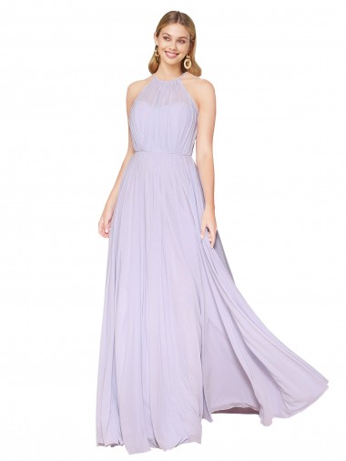 Vendedor de Cabeçada Chiffon Sem Mangas Lilás Vestidos de Madrinha / Vestidos de Noite / Vestidos de Festa