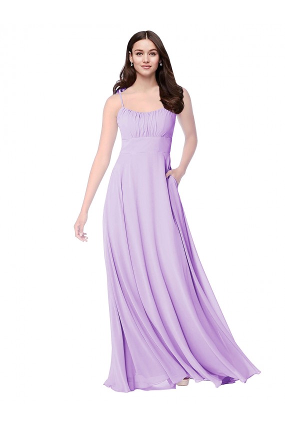 Vendedor de Colher Chiffon Sem Mangas Lilás Vestidos de Madrinha