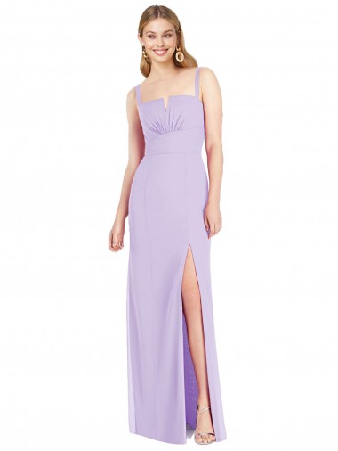 Vendedor de Alças finas Chiffon Sem Mangas Lilás Longo Vestidos de Madrinha