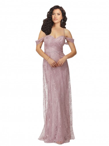 Vendedor de Fora do Ombro Renda Sem Mangas Criss Cruz Vestidos de Madrinha