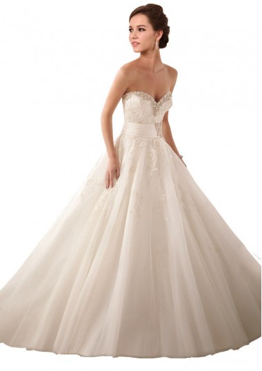 Vendedor de Amor Cetim & Tule & Renda Sem Mangas Marfim Vestido de Noiva