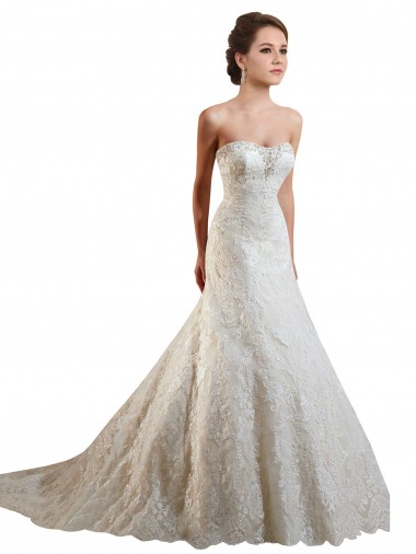 Vendedor de Amor Renda Sem Mangas Marfim & Champanhe Vestidos de Noiva Modernos