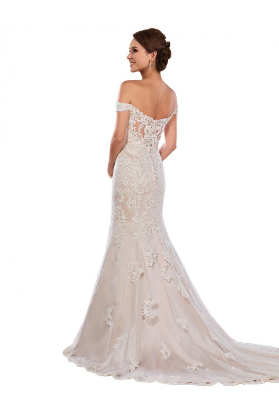 Vendedor de Fora do Ombro Renda Sem Mangas Marfim & Champanhe Vestidos de Noiva