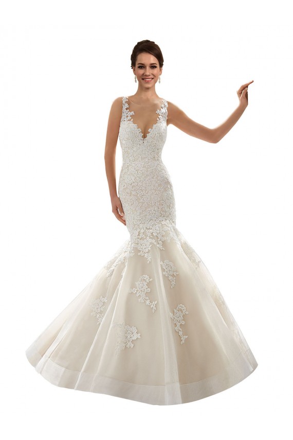 Vendedor de Decote V Tule & Renda Sem Mangas Marfim & Champanhe Vestidos de Festa / Vestidos de Madrinha