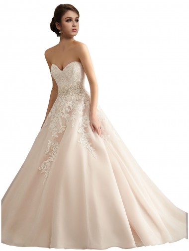 Vendedor de Decote V Tule & Renda Sem Mangas Marfim & Champanhe Longo Vestidos de Noiva