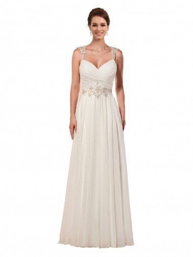 Vendedor de Amor Chiffon Sem Mangas Buraco da fechadura Marfim Vestidos de Noiva