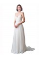 Vendedor de Alças finas Chiffon & Renda Sem Mangas Marfim Vestidos de Noiva
