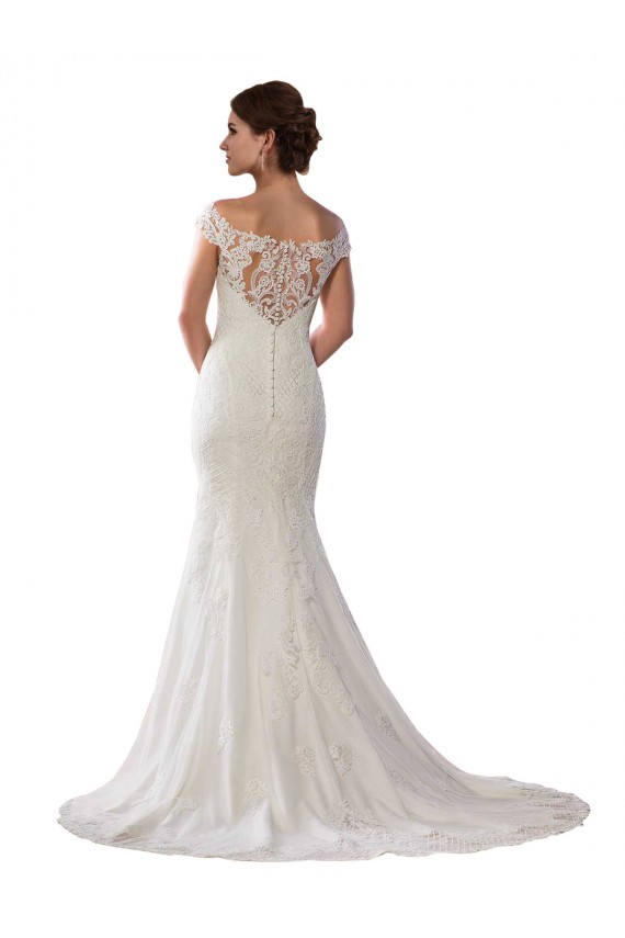 Vendedor de Fora do Ombro Renda Mangas Curtas Marfim Vestidos de Noiva Boho