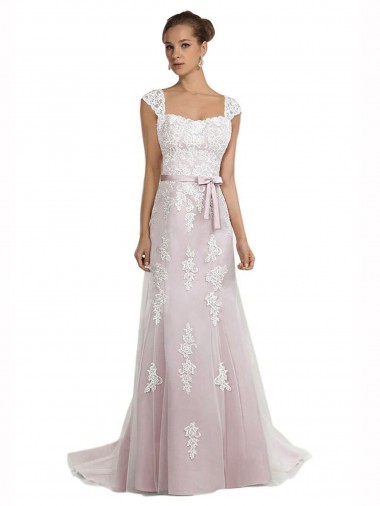 Vendedor de Sem alças Tule & Renda Sem Mangas Marfim & Rosa Vestidos de Noiva