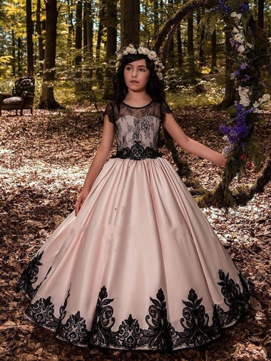 Vendedor de Amor Cetim & Renda Sem Mangas Marfim Vestidos para Meninas de Flores