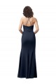 Vendedor de Alças finas Crepe Esticado Sem Mangas Criss Cruz Marinha Negra Vestidos de Madrinha / Vestidos de Noite / Vestidos de Festa