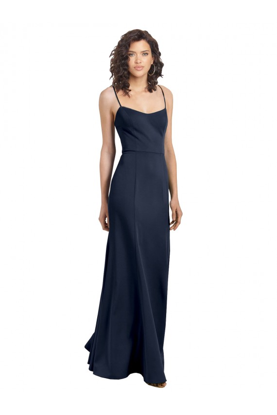 Vendedor de Decote Alto Crepe Esticado Sem Mangas Lombar Marinha Negra Vestidos de Madrinha / Vestidos de Noite / Vestidos de Festa