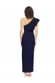Vendedor de Um Ombro Crepe Esticado Sem Mangas Marinha Negra Longo Vestidos de Madrinha / Vestidos de Noite / Vestidos de Festa