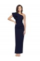 Vendedor de Um Ombro Crepe Esticado Sem Mangas Marinha Negra Longo Vestidos de Madrinha / Vestidos de Noite / Vestidos de Festa