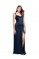 Vendedor de Decote Capuz Cetim Elástico Sem Mangas Lombar Marinha Negra Vestidos de Madrinha / Vestidos de Noite / Vestidos de Festa