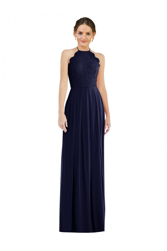Vendedor de Cabeçada Chiffon Sem Mangas Abrir de volta Marinha Negra Longo Vestidos de Madrinha