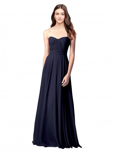 Vendedor de Amor Chiffon Sem Mangas Abrir de volta Marinha Negra Vestidos de Madrinha
