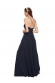 Vendedor de Alças finas Chiffon Sem Mangas Abrir de volta Marinha Negra Vestidos de Festa / Vestidos de Madrinha