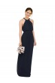 Vendedor de Cabeçada Chiffon Sem Mangas Marinha Negra Vestido de Festa / Vestido de Madrinha