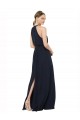 Vendedor de Cabeçada Chiffon Sem Mangas Marinha Negra Vestido de Festa / Vestido de Madrinha