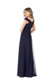 Vendedor de Fora do Ombro Chiffon Sem Mangas Marinha Negra Longo Vestidos de Madrinha