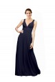 Vendedor de Decote V Chiffon Sem Mangas Abrir de volta Marinha Negra Vestido de Madrinha