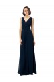 Vendedor de Decote V Chiffon Sem Mangas Costas em V Marinha Negra Vestido de Madrinha / Vestido Formais