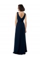 Vendedor de Decote V Chiffon Sem Mangas Costas em V Marinha Negra Vestido de Madrinha / Vestido Formais