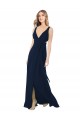 Vendedor de Decote V Chiffon Sem Mangas Marinha Negra Vestidos de Baile Formais