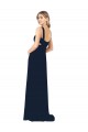 Vendedor de Decote V Chiffon Sem Mangas Marinha Negra Vestidos de Baile Formais