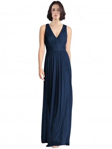 Vendedor de Decote V Chiffon Sem Mangas Marinha Negra Vestidos de Festa