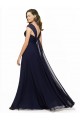 Vendedor de Decote V Chiffon Sem Mangas Marinha Negra Vestido de Madrinha Formais