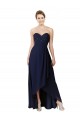 Vendedor de Amor Chiffon Sem Mangas Marinha Negra Alto Baixo, Vestidos de Madrinha