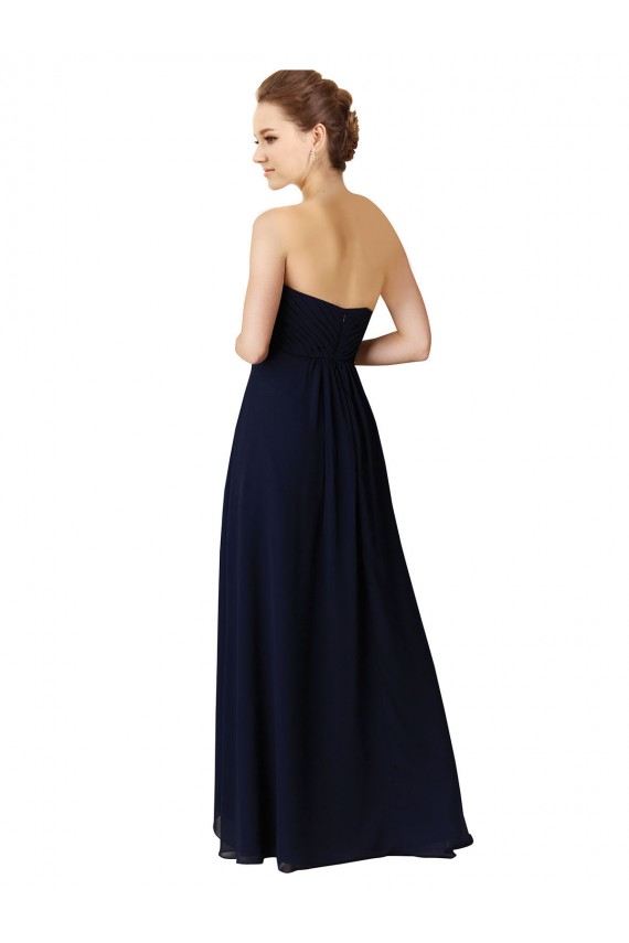Vendedor de Amor Chiffon Sem Mangas Marinha Negra Alto Baixo, Vestidos de Madrinha