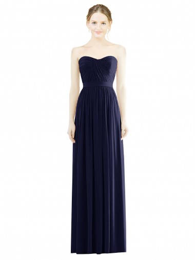 Vendedor de Amor Chiffon Sem Mangas Marinha Negra Vestidos de Madrinha / Vestidos de Noite