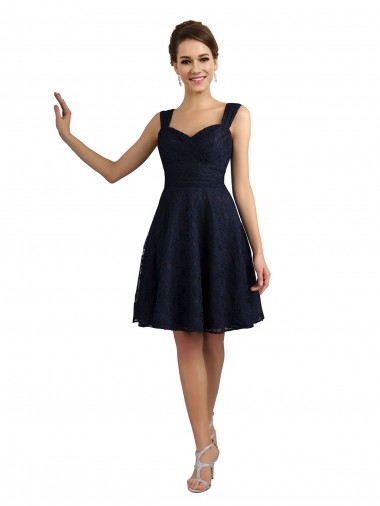 Vendedor de Amor Renda Sem Mangas Marinha Negra Vestidos de Madrinha / Vestidos de Cocktail