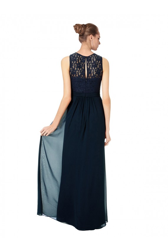 Vendedor de Barco Chiffon & Renda Sem Mangas Buraco da fechadura Marinha Negra Vestidos de Madrinha