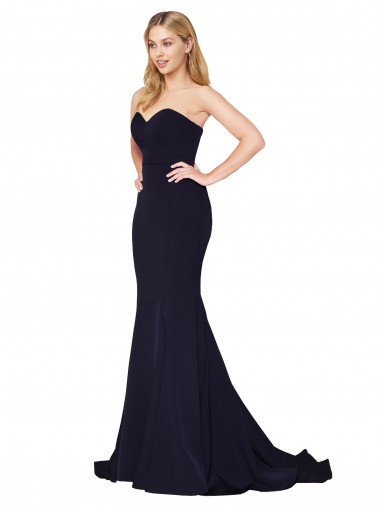 Vendedor de Amor Crepe Esticado Sem Mangas Marinha Negra Vestidos de Madrinha / Vestidos de Noite / Vestidos de Festa