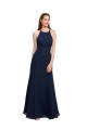 Vendedor de Cabeçada Chiffon Sem Mangas Marinha Negra Vestidos de Madrinha / Vestidos de Festa