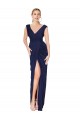 Vendedor de Decote V Chiffon Sem Mangas Costas em V Marinha Negra Longo Vestidos de Madrinha / Vestidos de Noite / Vestidos de Festa