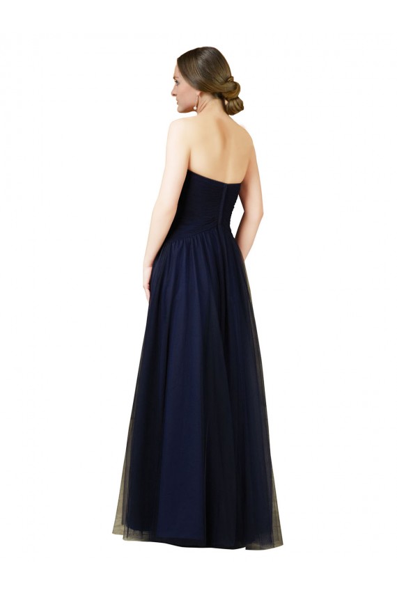 Vendedor de Amor Tule Sem Mangas Marinha Negra Vestidos de Madrinha / Vestidos Formais
