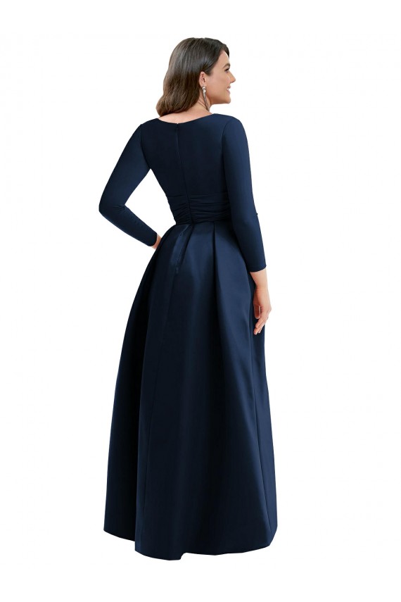 Vendedor de Decote V Spandex Mangas Compridas Marinha Negra Vestidos de Madrinha / Vestidos de Noite / Vestidos de Festa