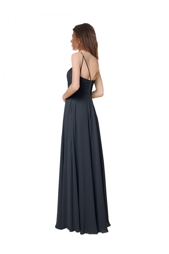 Vendedor de Decote V Chiffon Sem Mangas Abrir de volta Melancia Vestidos de Madrinha