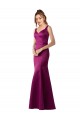 Vendedor de Barco Cetim Sem Mangas Abrir de volta Merlot Vestidos de Madrinha / Vestidos de Noite / Vestidos de Festa