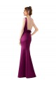 Vendedor de Barco Cetim Sem Mangas Abrir de volta Merlot Vestidos de Madrinha / Vestidos de Noite / Vestidos de Festa