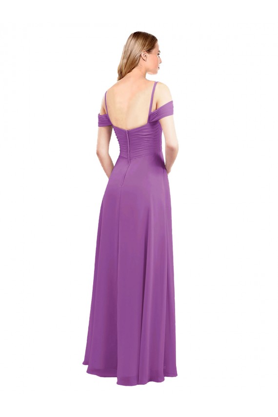 Vendedor de Amor Chiffon Ombro Frio Narciso Vestidos de Madrinha