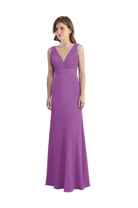 Vendedor de Decote V Chiffon Sem Mangas Lombar Narciso Vestidos de Madrinha